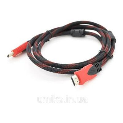 Кабель мультимедійний Merlion HDMI to HDMI 1.8m v1.4 OD-7.4mm Black/RED (YT-HDMI(M)/(M)NY/RD-1.8m) фото №1