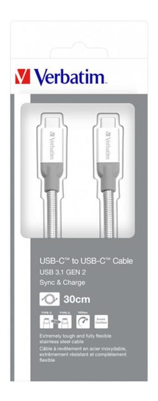 Кабель Verbatim USB Type-C-USB Type-C, 0.3м Silver (48867) фото №6