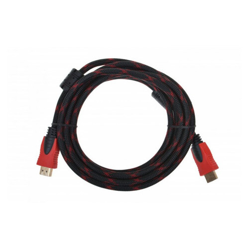 Кабель HDMI - HDMI посилений в обмотці 3 м, Чорний/Червоний фото №2