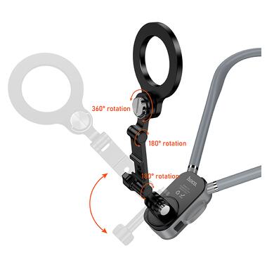 Крепление на шею HOCO K31 Campo magnetic neck-hanging holder Black Gray (6942007664646) фото №6