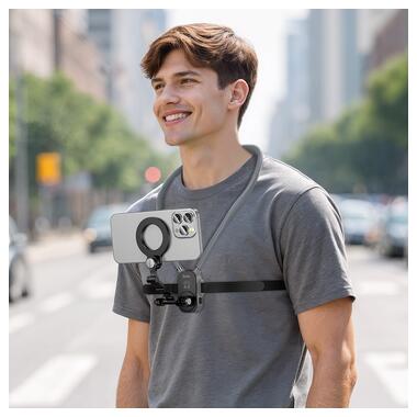 Крепление на шею HOCO K31 Campo magnetic neck-hanging holder Black Gray (6942007664646) фото №10