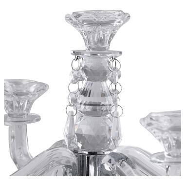 Свічник канделябр скляний на пять свічок з підвісками 35 см (HP436) фото №2
