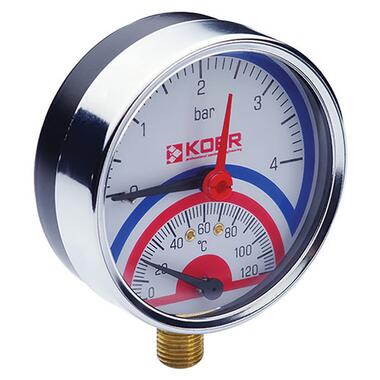 Радіальний термоманометр (KOER KM.821R) (0-4 bar), D=80мм, 1/2 (KR0213) фото №1