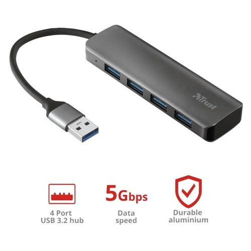 Хаб USB Trust Halyx 4-Port USB-A 3.2 ALUMINIUM фото №10