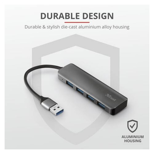 Хаб USB Trust Halyx 4-Port USB-A 3.2 ALUMINIUM фото №9