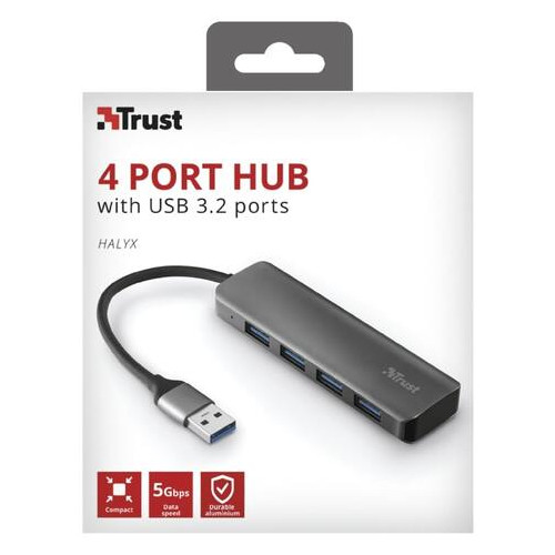 Хаб USB Trust Halyx 4-Port USB-A 3.2 ALUMINIUM фото №8