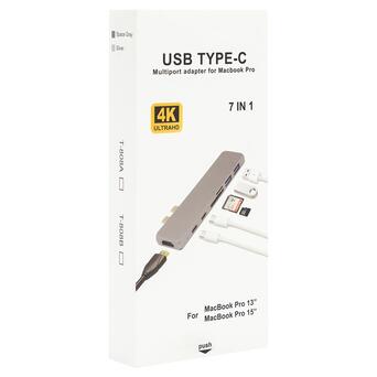Концентратор USB-C PowerPlant CA911684 USB-C-2xUSB3.0 HDMI SD microSD 2xUSB-C фото №3