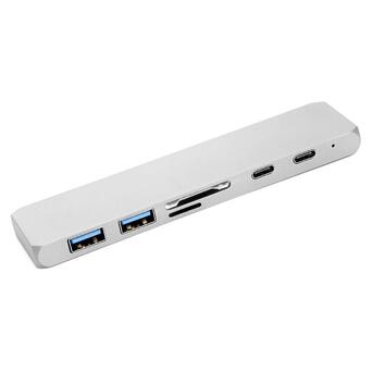 Концентратор USB-C PowerPlant CA911684 USB-C-2xUSB3.0 HDMI SD microSD 2xUSB-C фото №1