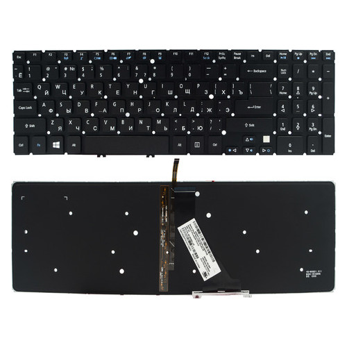 Клавіатура Acer Aspire V5-531 V5-551 V5-571 Ultra M3-581 M5-581 VN7-571 VN7-591G чорна без рамки Прямий Enter підсвічування (AEZRP701010) фото №1