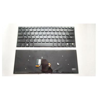 Клавіатура ноутбука Sony SVF14 (Fit 14 Series) чорна без рамки підсвічуванням RU (A43789) фото №1