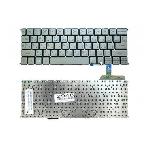 Клавіатура для ноутбука Acer Aspire S7-191, сіра без рамки, Прямий Enter, Підсвічування (MP-12A53SUJ4422) фото №1