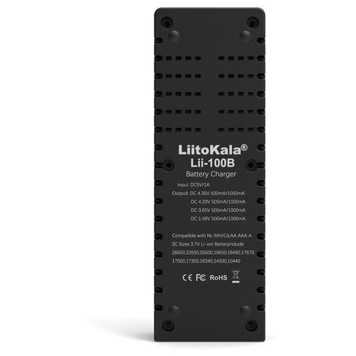 Універсальне ЗУ Liitokala Lii-100B, 1 канал Ni-Mh/Li-ion/Li-Ion(4.35)/LiFePo4, USB вхід, LED індикація, вибір струму, zip-пакет фото №3