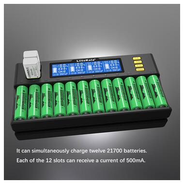 Універсальний зарядний пристрій Liitokala Lii-S12, 12+2 каналів, Ni-Mh/Li-ion/LiFePo4/крона, 220V/12V, LED+LCD, Box фото №7