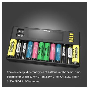 Універсальний зарядний пристрій Liitokala Lii-S12, 12+2 каналів, Ni-Mh/Li-ion/LiFePo4/крона, 220V/12V, LED+LCD, Box фото №8