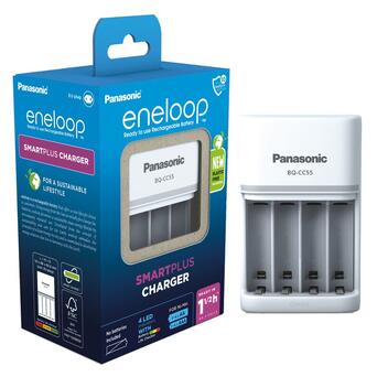 Зарядний пристрій Panasonic BQ-CC55E, AA/AAA, Eneloop ready, LED індикатор, 4 канали, 3.2/1.2A, Eco Box фото №1
