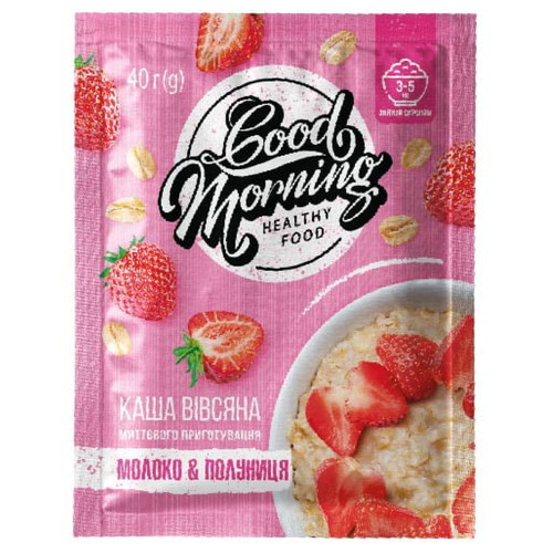 Каша швидкого приготування Vale Good Morning Oatmeal - 30х40g Milk Strawberry фото №1