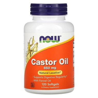 Касторова олія Now Foods (Castor Oil) 650 мг 120 гелевих капсул (NOW-01723) фото №1
