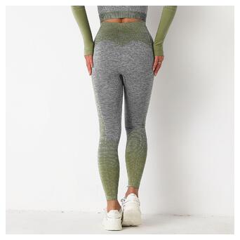 Легінси жіночі спортивні Fashion 9656 S сірі із зеленим фото №8