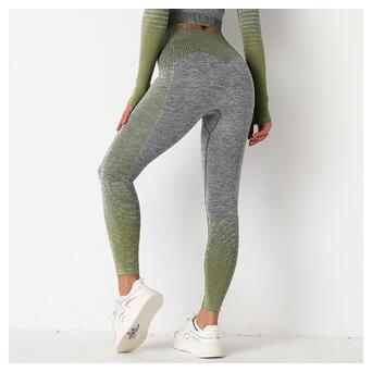 Легінси жіночі спортивні Fashion 9656 S сірі із зеленим фото №7
