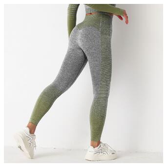 Легінси жіночі спортивні Fashion 9658 L сірі із зеленим фото №4