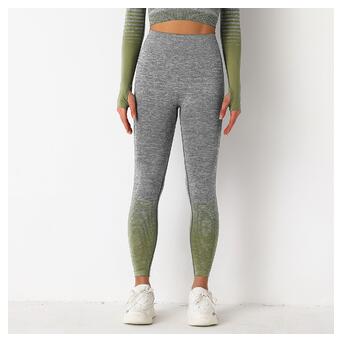 Легінси жіночі спортивні Fashion 9658 L сірі із зеленим фото №2