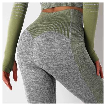 Легінси жіночі спортивні Fashion 9658 L сірі із зеленим фото №9