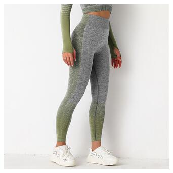 Легінси жіночі спортивні Fashion 9658 L сірі із зеленим фото №1