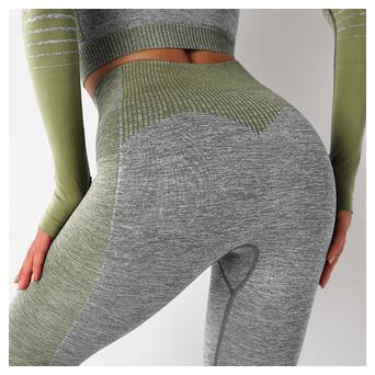 Легінси жіночі спортивні Fashion 9658 L сірі із зеленим фото №10