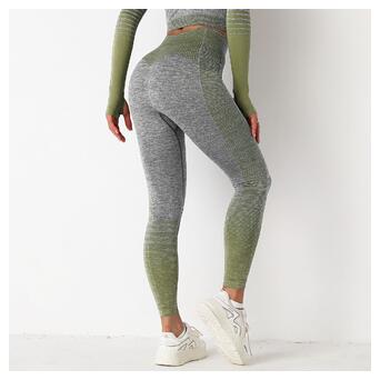 Легінси жіночі спортивні Fashion 9658 L сірі із зеленим фото №3