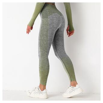 Легінси жіночі спортивні Fashion 9658 L сірі із зеленим фото №6