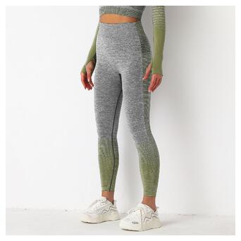Легінси жіночі спортивні Fashion 9658 L сірі із зеленим фото №5