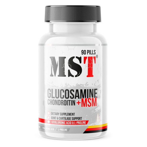 Для суглобів та зв'язок MST Nutrition Glucosamine-Chondroitin-MSM-Hyaluronic Acid-L-Proline 90 таблеток фото №1
