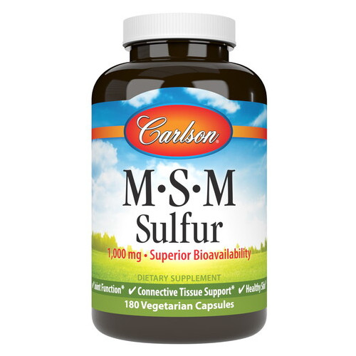 Препарат для суглобів та зв'язок Carlson Labs MSM Sulfur 1000 mg 180 вегакапсул фото №1