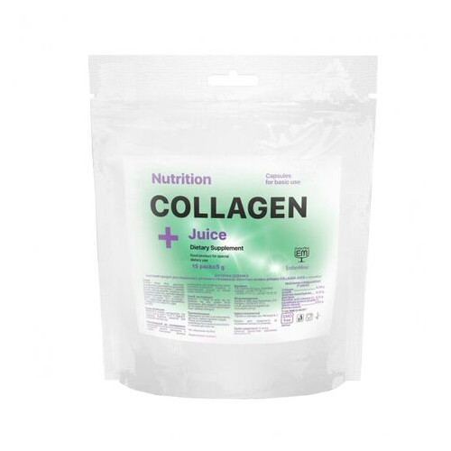 Препарат для суглобів та зв'язок EntherMeal Collagen Juice 15*5 грам полуниці з вершками фото №1