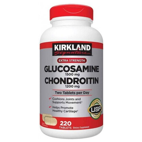 Хондропротектор Kirkland Signature Extra Strength Glucosamine Chondroitin 220 таблеток (4384304428) Без смаку фото №1