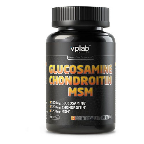 Для суглобів та зв'язок VPLab Glucosamine Chondroitin MSM 90 таблеток фото №1