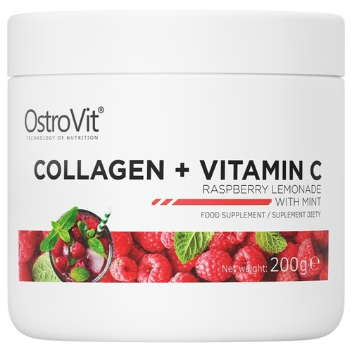 Добавка для суглобів та зв'язок OstroVit Collagen Vitamin C 200 г малиновий лимонад з м'ятою фото №1