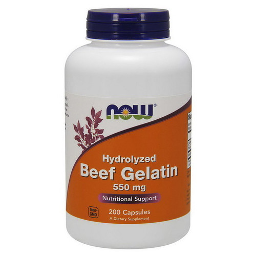 Препарат для суглобів NOW Hydrolyzed Beef Gelatin 550 mg 200 caps фото №1