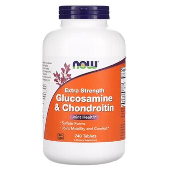 Для суглобів та з'вязок NOW Glucosamine Chondroitin Extra Strength 240 таблеток фото №1