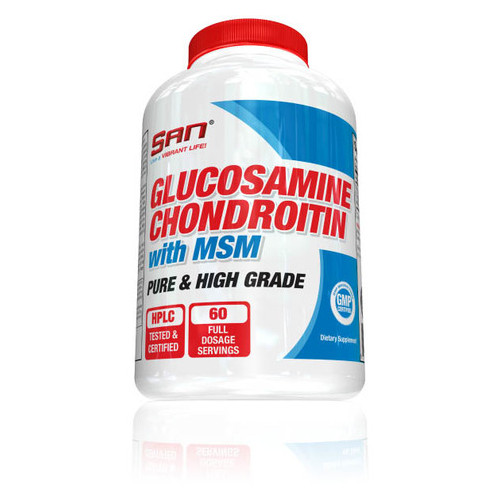 Препарат для суглобів та зв'язок SAN Glucosamine Chondroitin with MSM 180 таблеток фото №1
