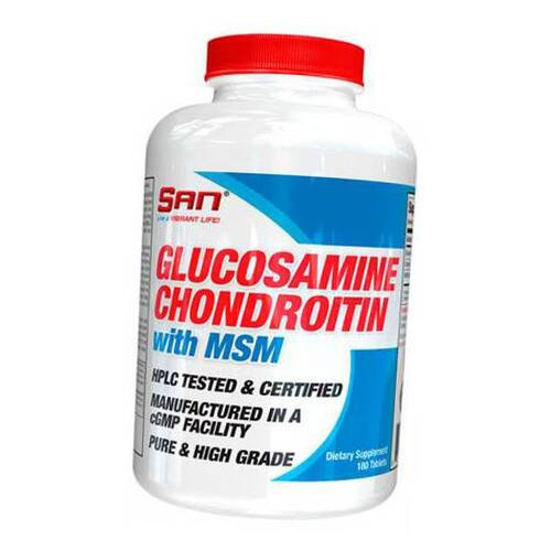 Препарат для суглобів та зв'язок SAN Glucosamine Chondroitin with MSM 180 таблеток фото №2
