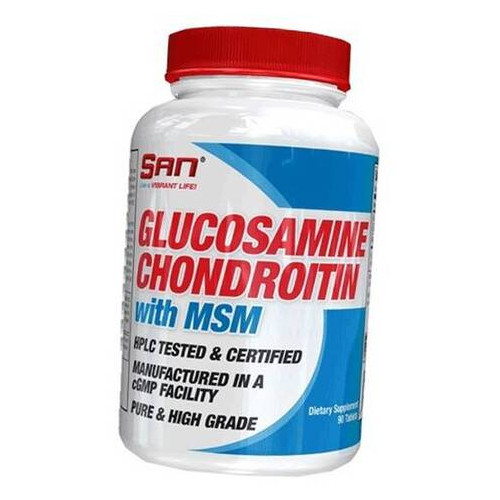 Препарат для суглобів та зв'язок SAN Glucosamine Chondroitin with MSM 90 таблеток (03091001) фото №2