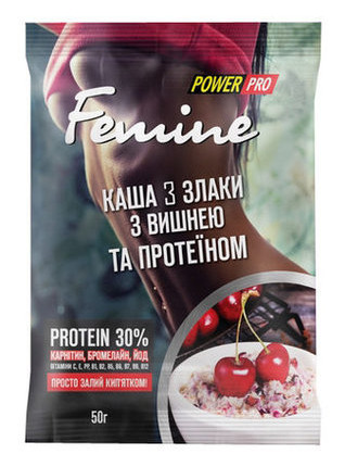 Заменитель питания Power Pro Каша Femine злаки с протеином 30 50 грамм - вишня фото №1