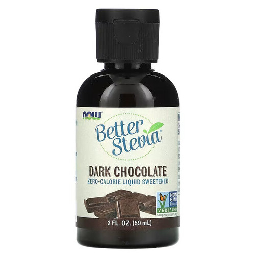 Замінники живлення NOW Better Stevia Liquid Sweetener 60 мл чорний шоколад фото №1