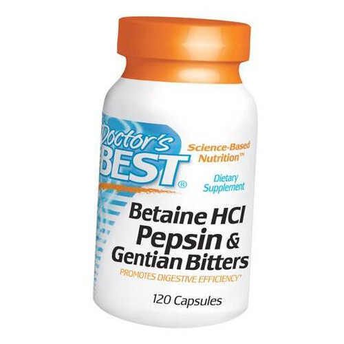 Вітаміни Doctors Best Betaine HCI Pepsin & Gentian Bitters 120капс (72327009) фото №1