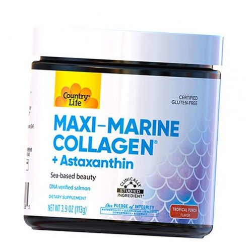 Вітаміни Country Life Maxi-Marine Collagen Astaxanthin 113г Тропічний пунш (68124008) фото №1