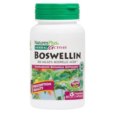 Трави Natures Plus Босвелін 300 мг Boswellin Herbal Actives 60 Вегетаріанських Капсул (NAP-07124) фото №1
