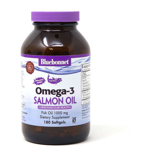 Жирні кислоти Bluebonnet Nutrition Natural Omega-3 Salmon Oil 180 капсул (CN5156) фото №1