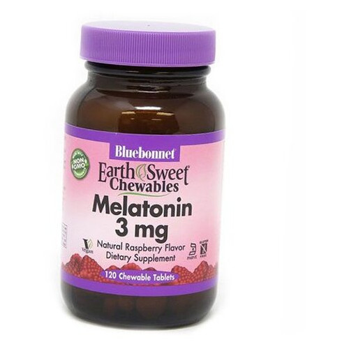Жувальний Мелатонін, Chewables Melatonin 3, Bluebonnet Nutrition 60таб Малина (72393011) фото №1