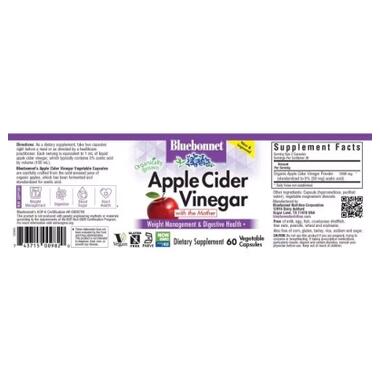 Трави Bluebonnet Nutrition Яблучний оцет Apple cider vinegar 60 вегетаріанських капсул (BLB0982) фото №3